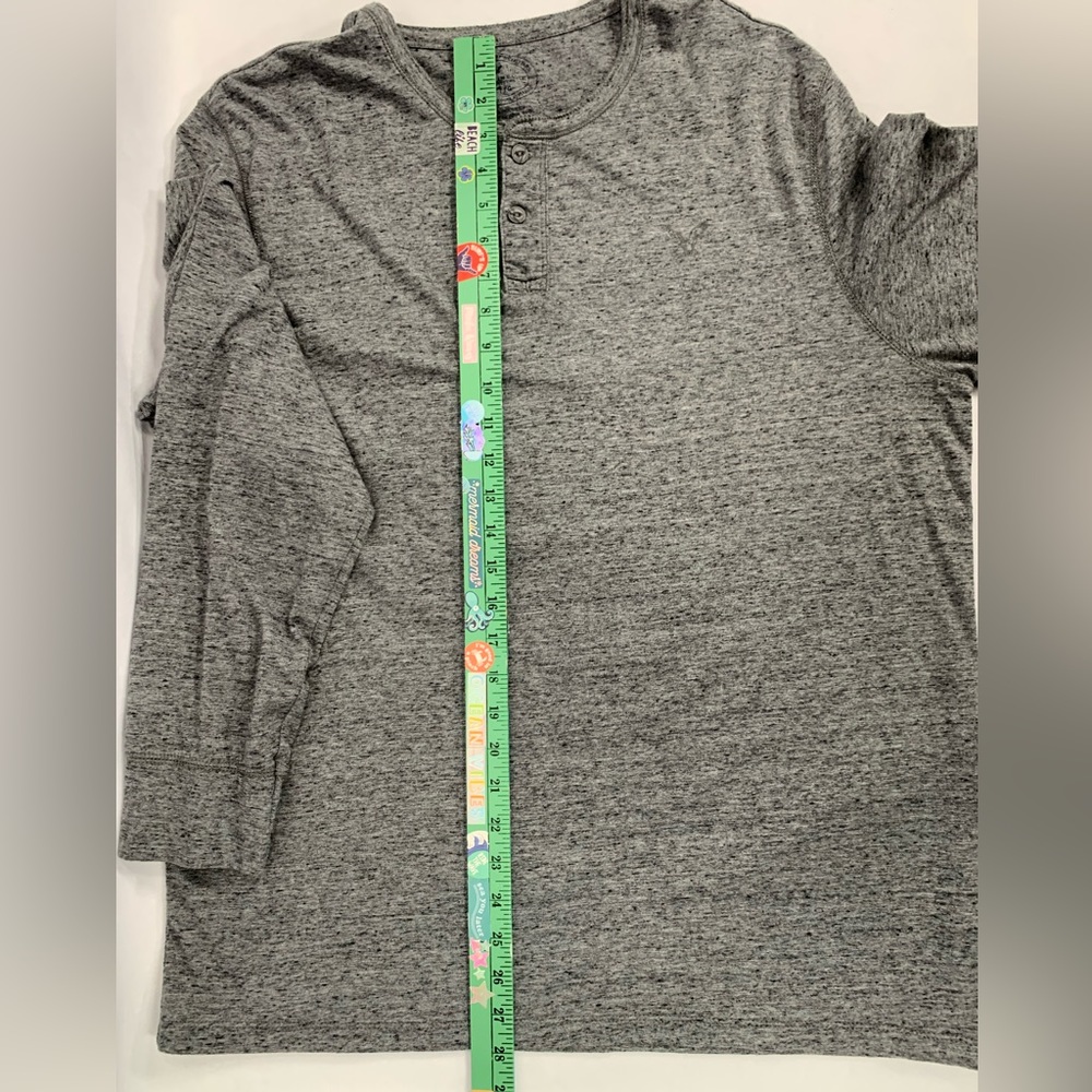 American Eagle Long Sleeve Henley‎ Embroidered Logo Grey Black White Size XL - Picture 3 of 8